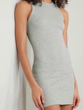 SKIMS Sleeveless Ribbed Bodycon Mini Dress in Gray
